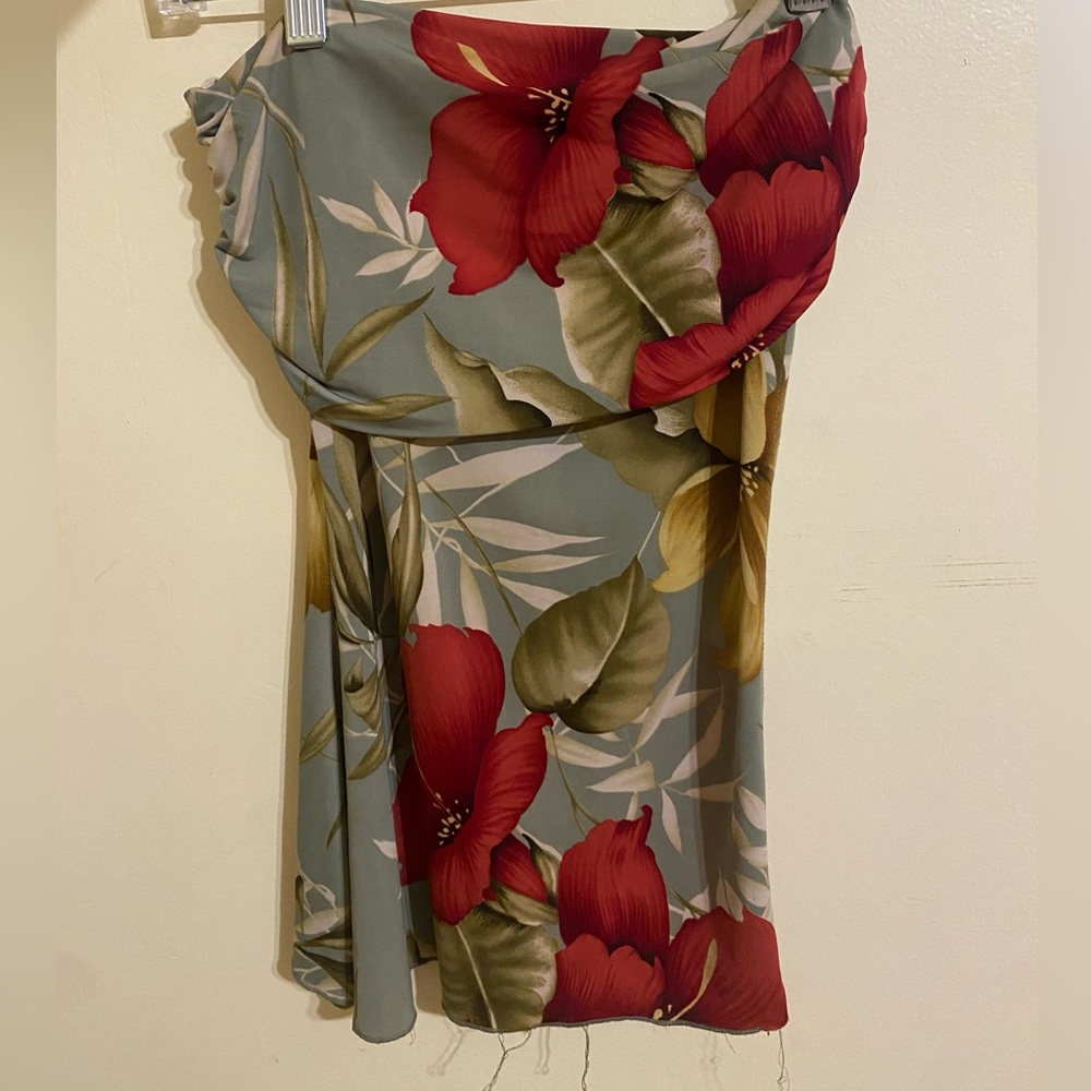 Y2K tropical strapless top